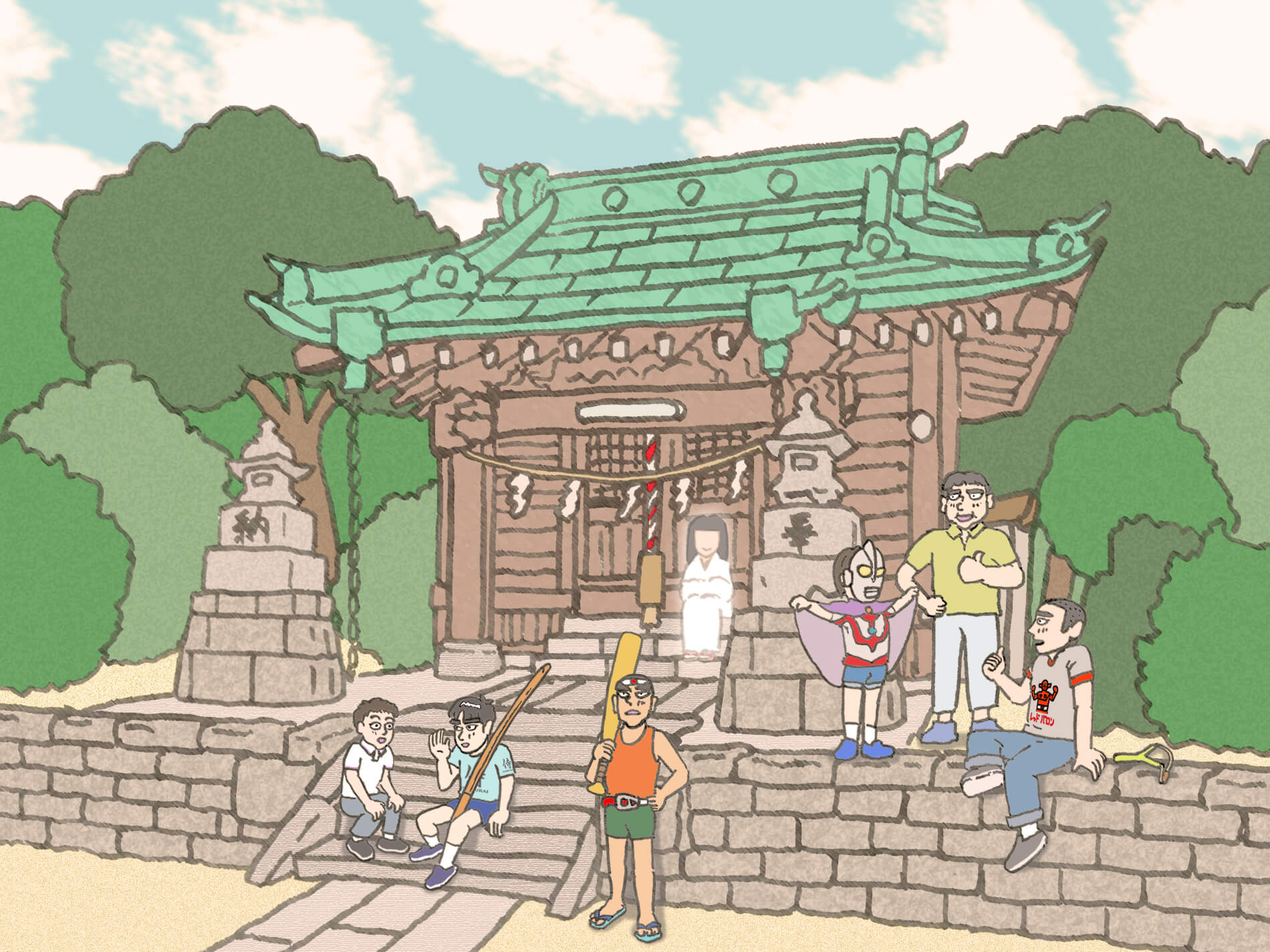 写真:神社のお社とそれに続く道